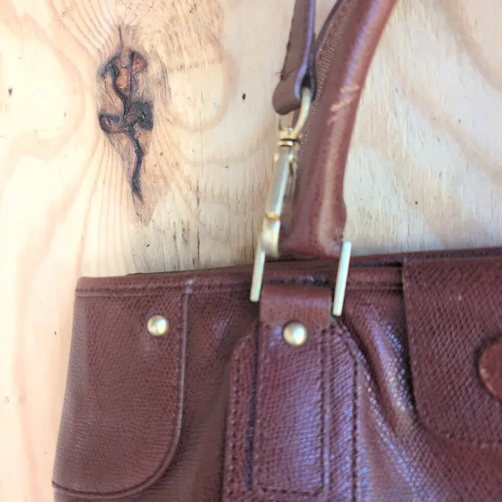 Vintage Talbots Large Shoulder Bag Terracotta Burgundy Pebbled Leather